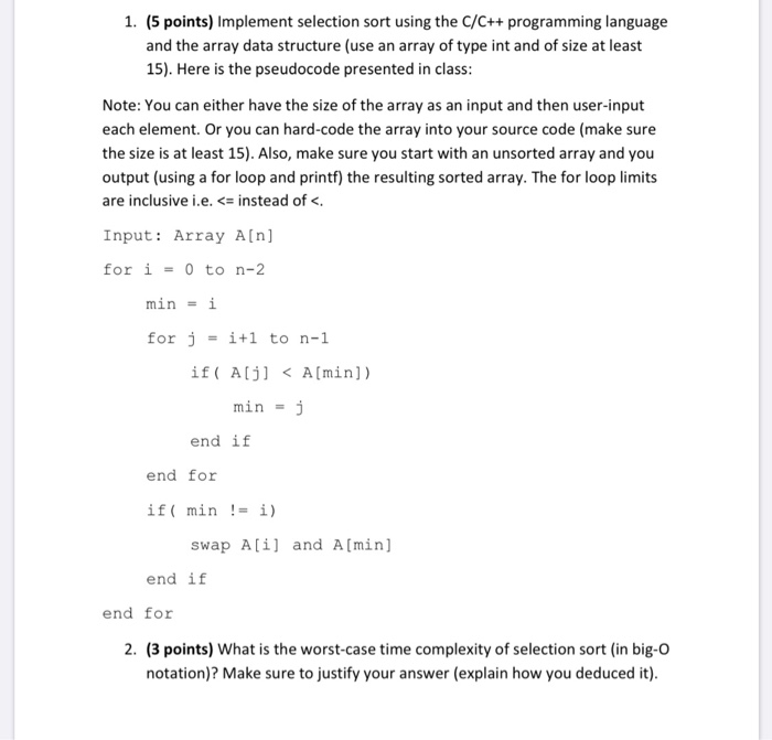 selection sort c code