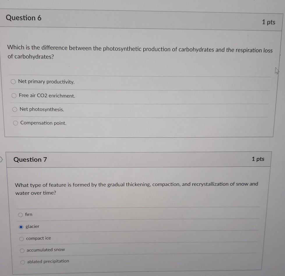 Solved Question 6 1 pts Which is the difference between the | Chegg.com