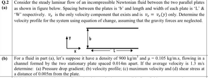 Solved Consider the steady laminar flow of an incompressible | Chegg.com