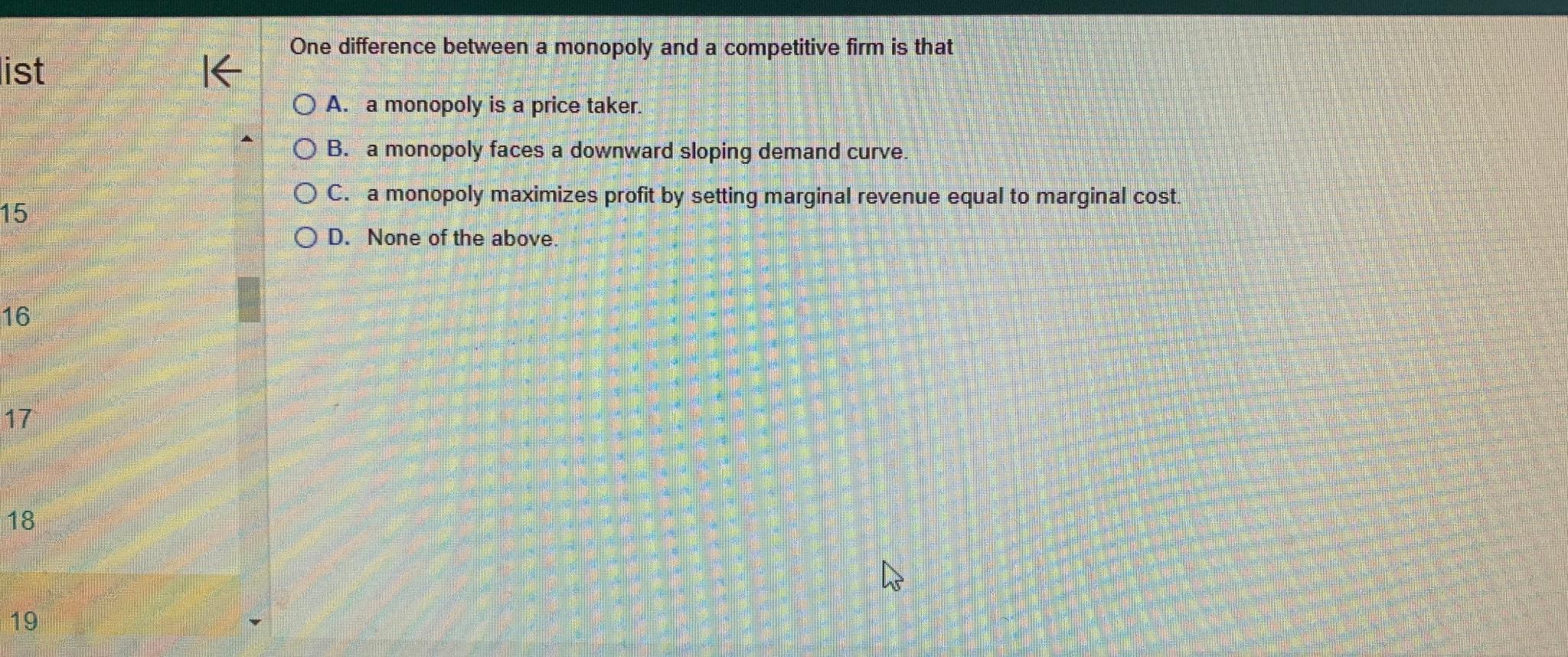 Solved One difference between a monopoly and a competitive | Chegg.com