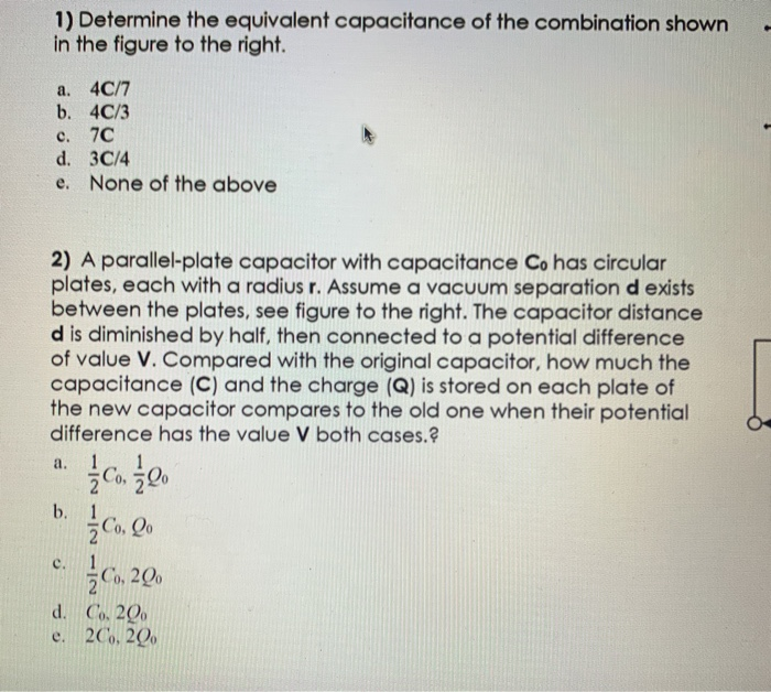 Solved 1) Determine the equivalent capacitance of the | Chegg.com