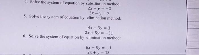 Solved 4 Solve The System Of Equation By Substitution Chegg Com