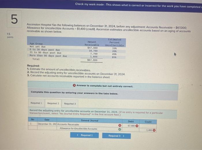 Solved Ascension Hospital has the following balances on