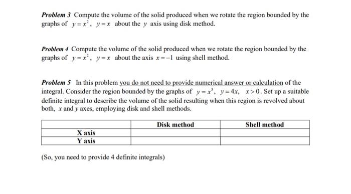 Solved Problem 3 Compute the volume of the solid produced | Chegg.com