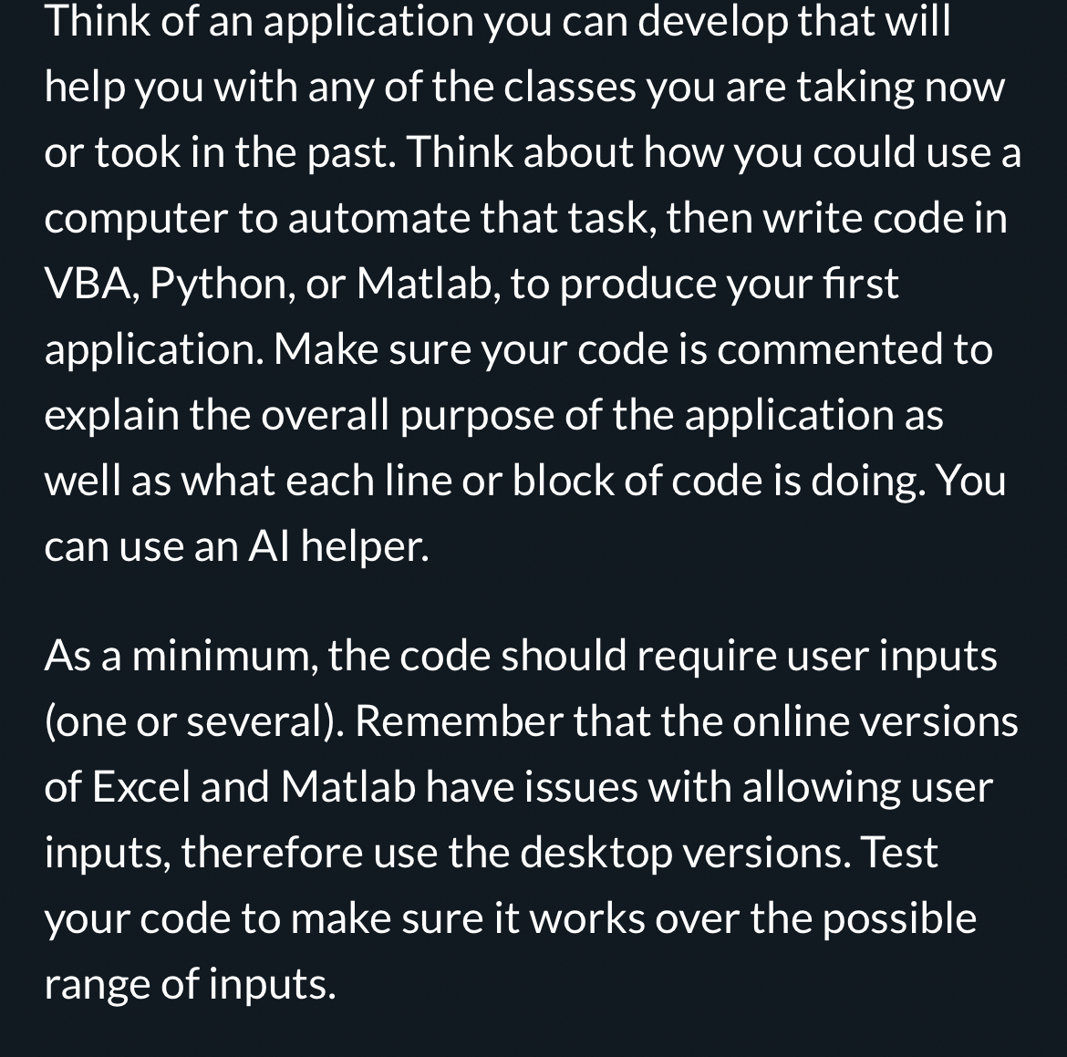 Solved Think of an application you can develop that will | Chegg.com