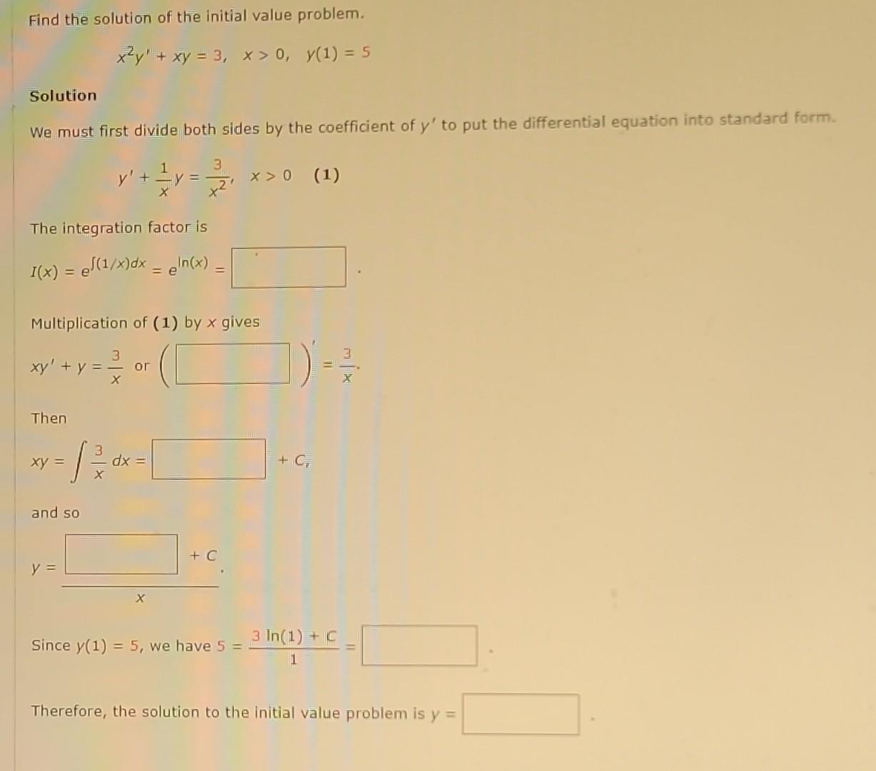 Solved Find The Solution Of The Initial Value Problem