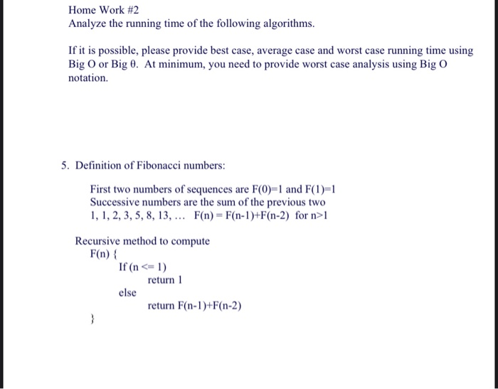 Solved Home Work #2 Analyze the running time of the | Chegg.com