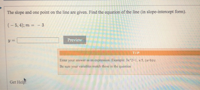 find equation of a line with slope and one point