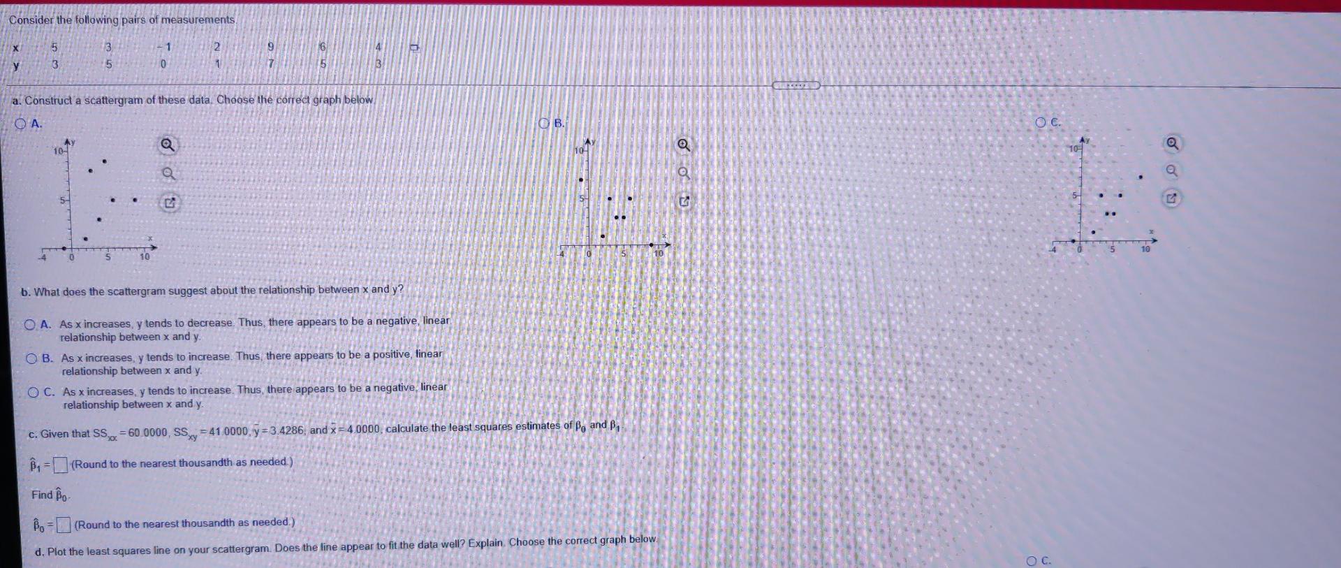 Solved Consider The Following Pairs Of Measurements X 2 9 5 Chegg Com