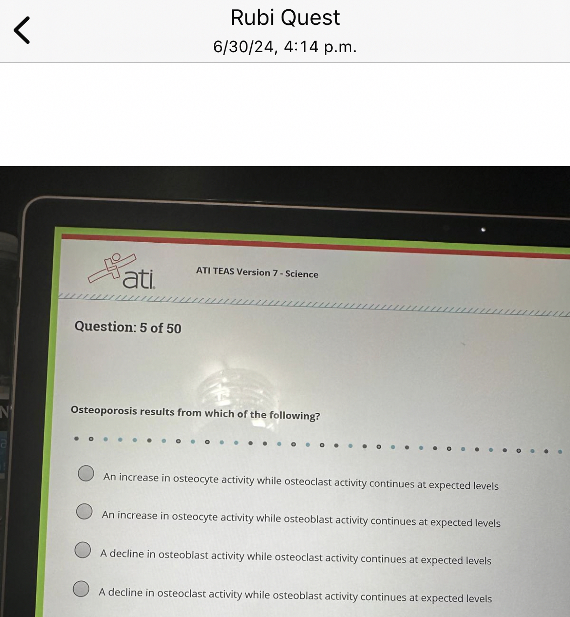 Solved Rubi Quest6/30/24, 4:14 ﻿p.m.ATI TEAS Version 7 - | Chegg.com