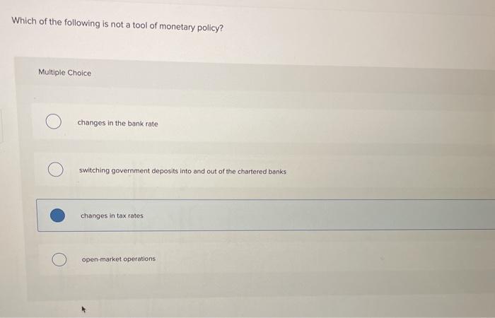 Solved Which of the following is not a tool of monetary | Chegg.com