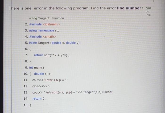 Solved og. There is one error in the following program. Find | Chegg.com
