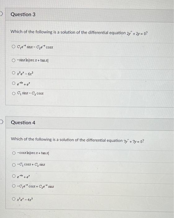 Solved D Question 1 Which of the following is a solution of | Chegg.com