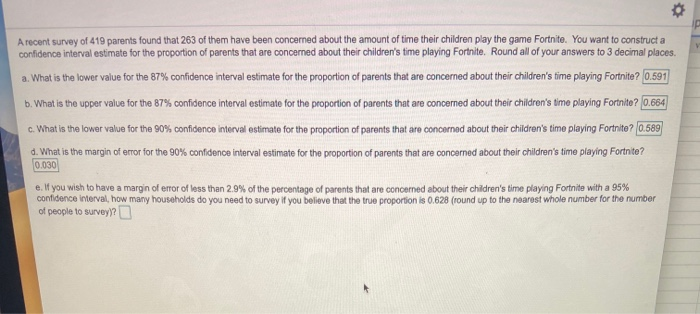 Concerned Parents Fortnite Survey Solved A Recent Survey Of 419 Parents Found That 263 Of T Chegg Com