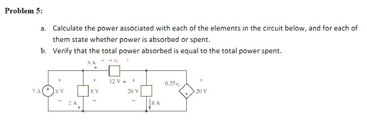 Solved Problem 5:a. ﻿Calculate the power associated with | Chegg.com