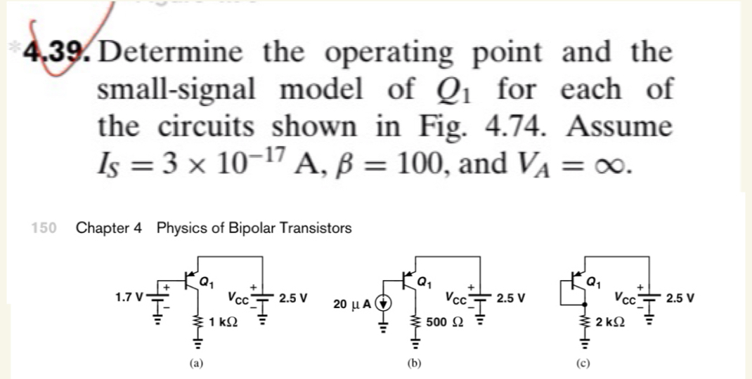 Solved determine the operating point and te small ignal | Chegg.com