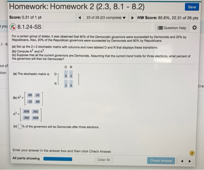Solved Homework: Homework 2 (2.3, 8.1 - 8.2) Save Score: | Chegg.com