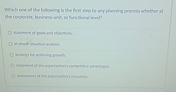 Solved Which one of the following is the first step to any | Chegg.com