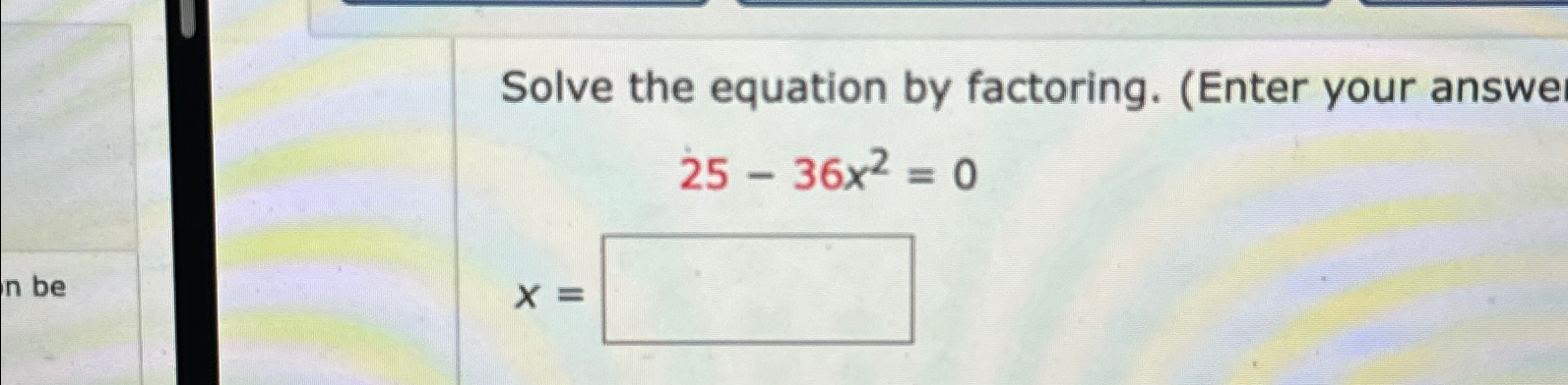 Solved Solve the equation by factoring. (Enter your | Chegg.com