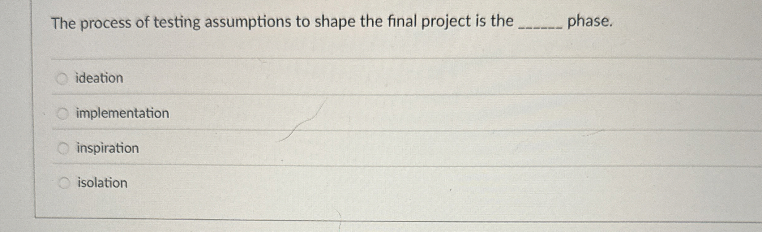 Solved The process of testing assumptions to shape the final | Chegg.com