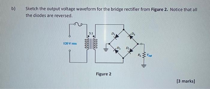 Solved b) Sketch the output voltage waveform for the bridge | Chegg.com