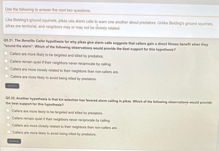 Solved Use the following to answer the next two questions. | Chegg.com