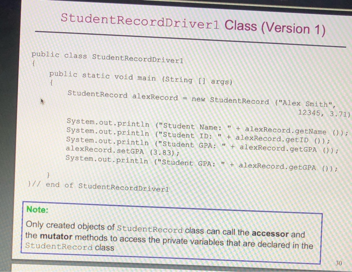 Solved Use the StudentRecord Java class, which we | Chegg.com