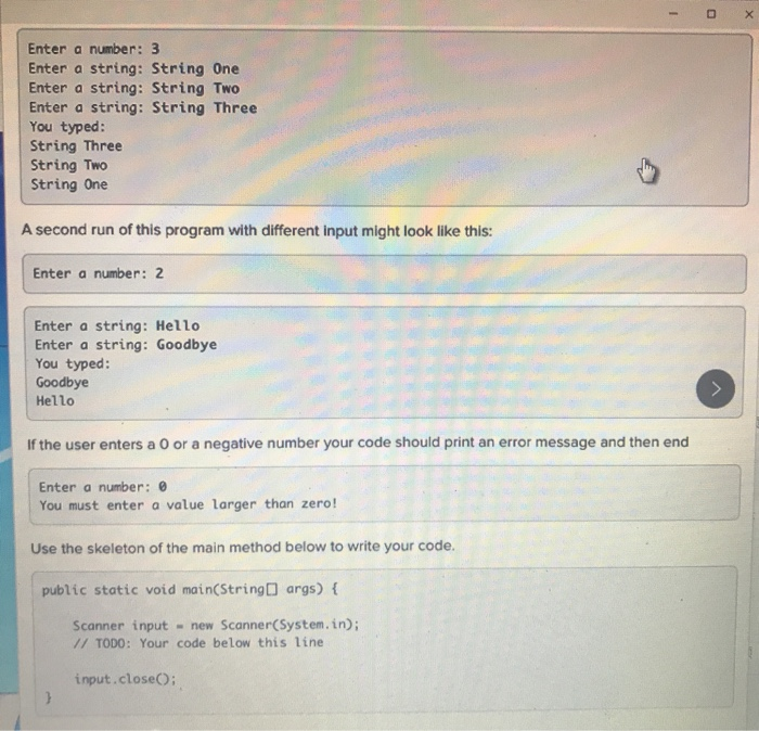 Solved 1 X Enter a number: 3 Enter a string: String One | Chegg.com