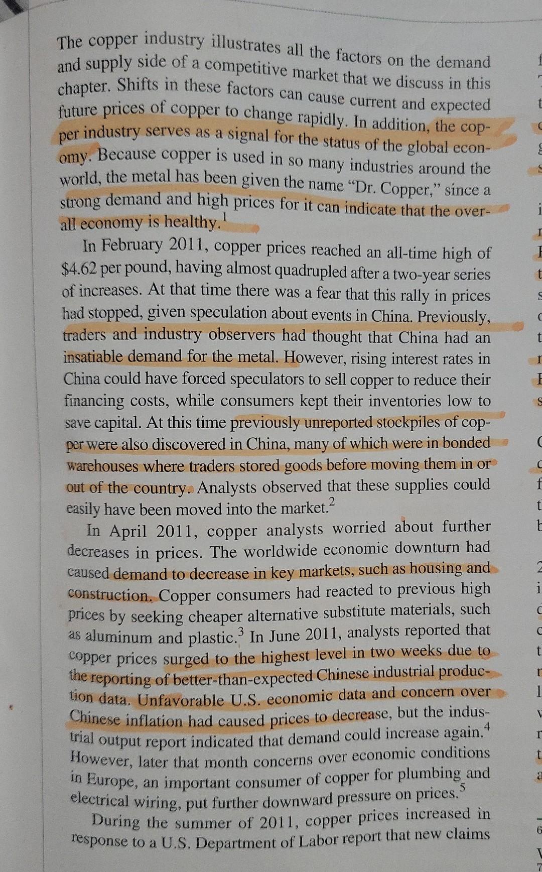 Solved The copper industry illustrates all the factors on | Chegg.com