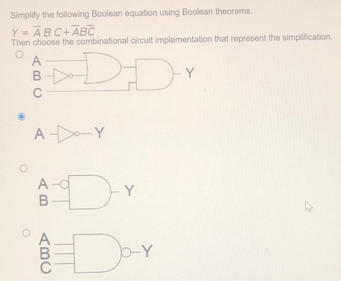 Solved Simplify the following Boolean equation using Boolean | Chegg.com