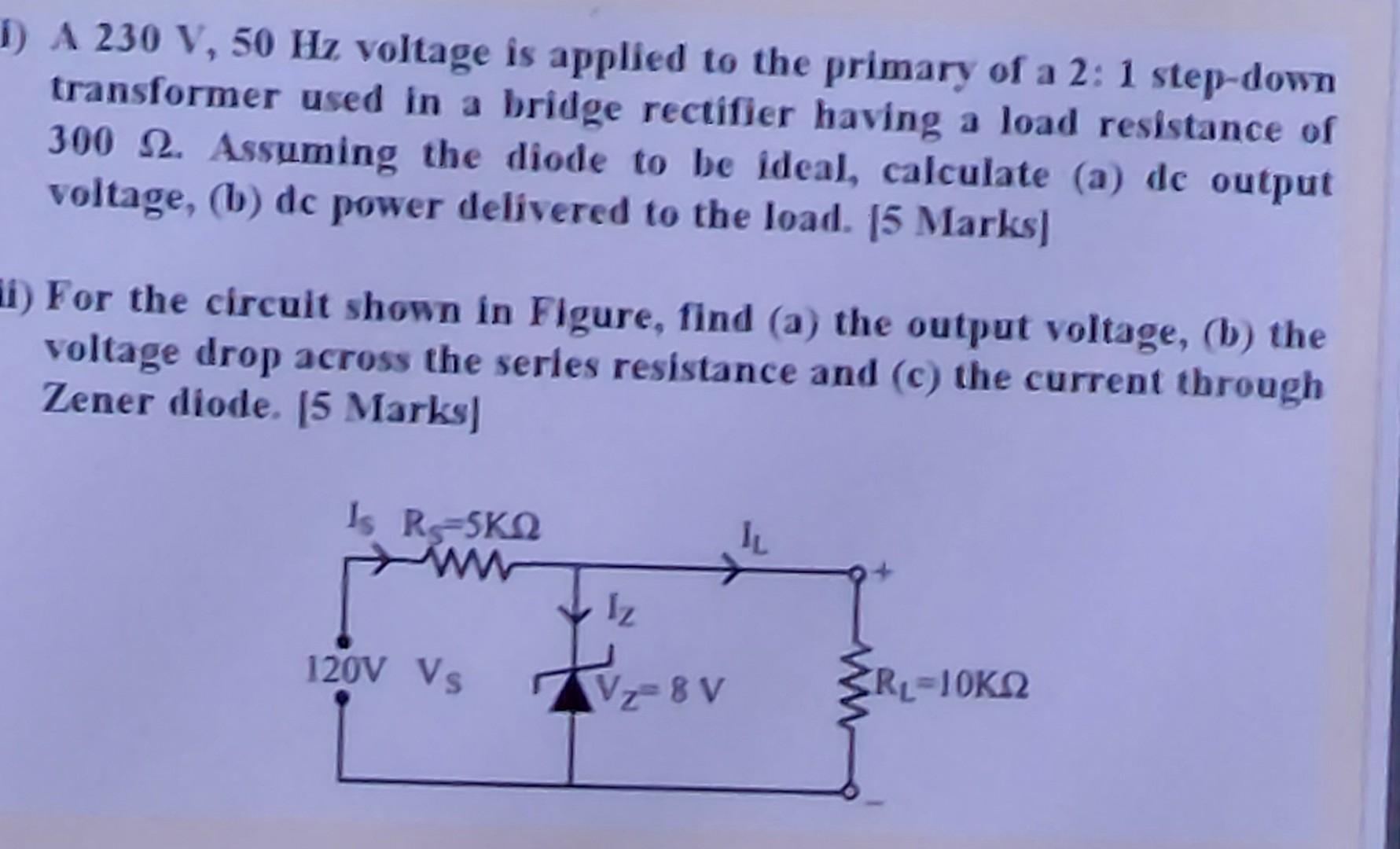 Solved D) A 230 V, 50 Hz voltage is applied to the primary | Chegg.com