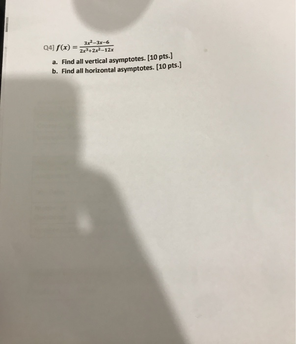 Solved 3x2 3x 6 Q4] F X 2x3 2x2 12x A Find All Vertical