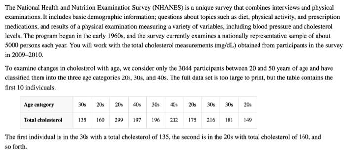 Solved The National Health And Nutrition Examination Survey | Chegg.com