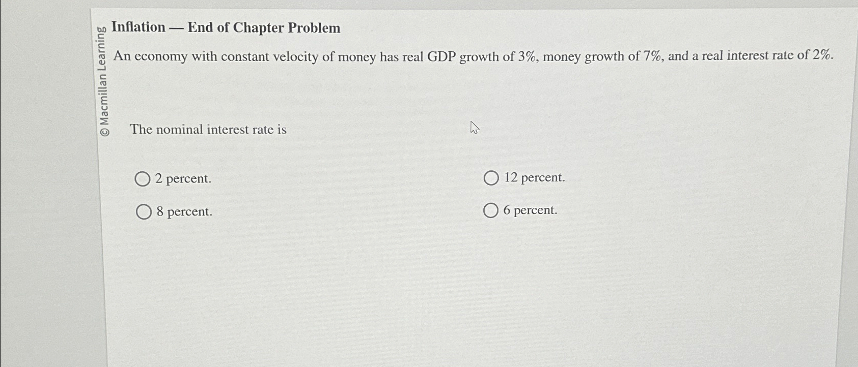 Solved Inflation - ﻿End of Chapter ProblemAn economy with | Chegg.com