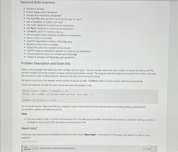 Solved Required Skills Inventory - Declare a variable - | Chegg.com