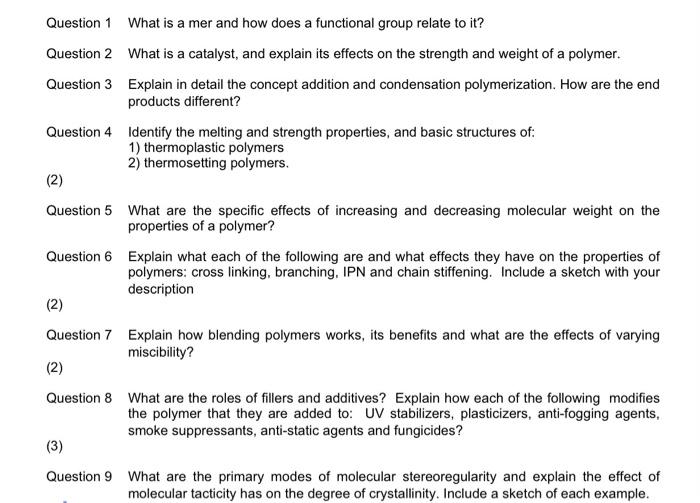 Solved Question 1 What is a mer and how does a functional | Chegg.com
