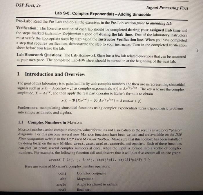 DSP First, 2e Signal Processing First Lab SO