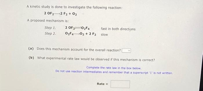 Solved A Kinetic Study Is Done To Investigate The Following | Chegg.com