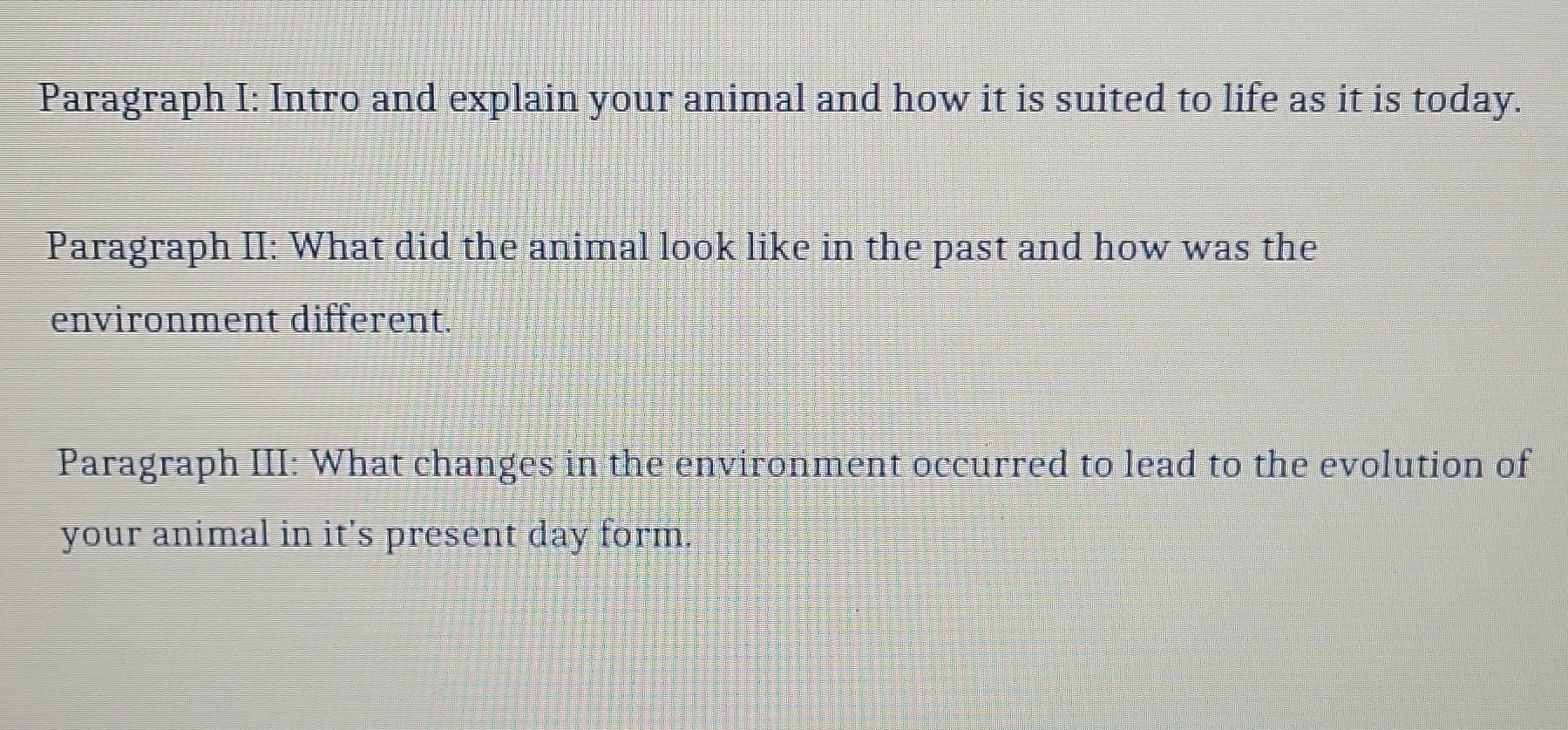 Solved Darwin And Natural Selection: I) Select An Animal | Chegg.com