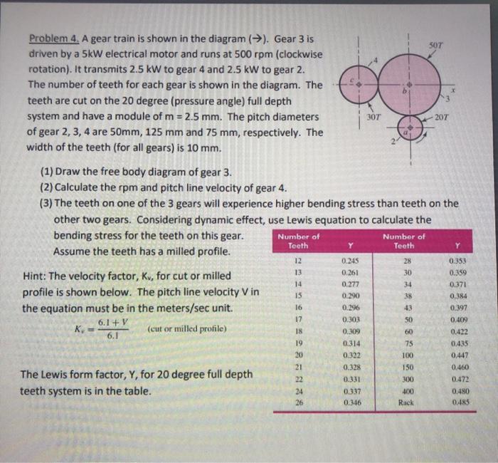 Solved 507 307 Problem 4. A gear train is shown in the | Chegg.com