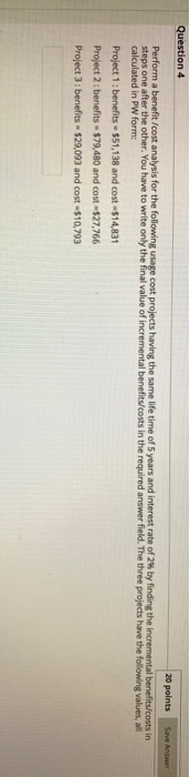 Solved Save Answer Question 4 20 points Perform a | Chegg.com