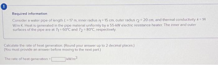 Solved Required information Consider a water pipe of length | Chegg.com