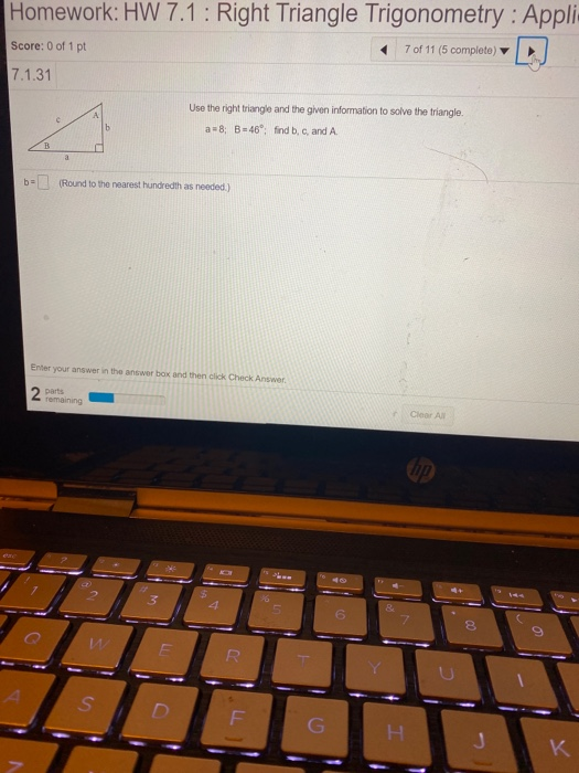 Solved Homework: HW 7.1: Right Triangle Trigonometry : | Chegg.com