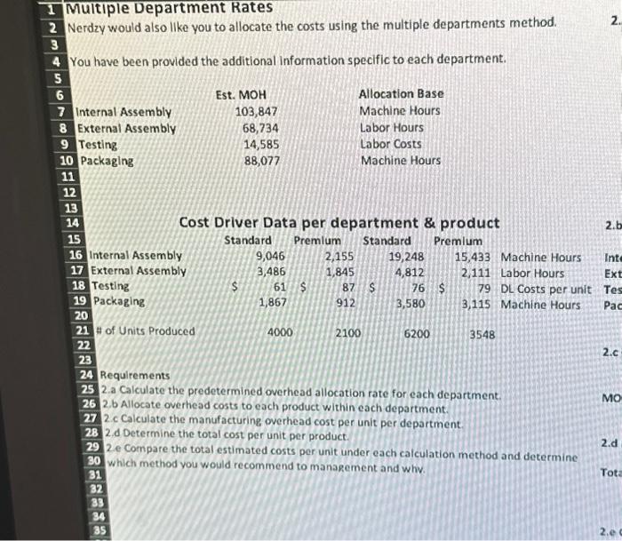 1 Multiple Department Rates 2 Nerdzy would also like | Chegg.com