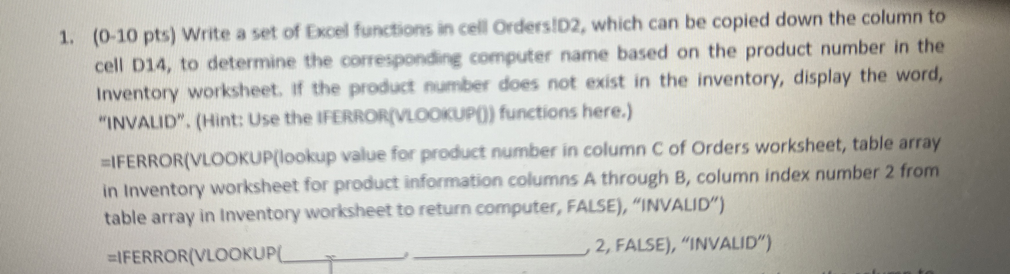 Solved ( 010pts ) ﻿Write a set of Excel functions in cell