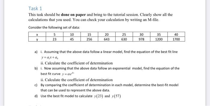 Solved Task 1 This task should be done on paper and bring to | Chegg.com