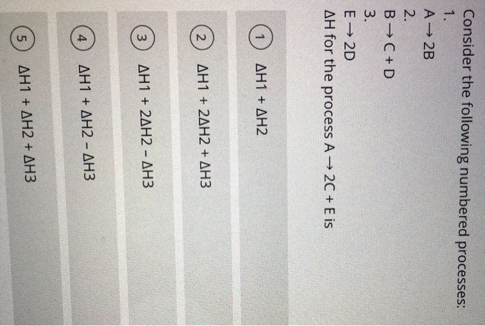 Solved Consider The Following Numbered Processes: 1. Α– 2B | Chegg.com