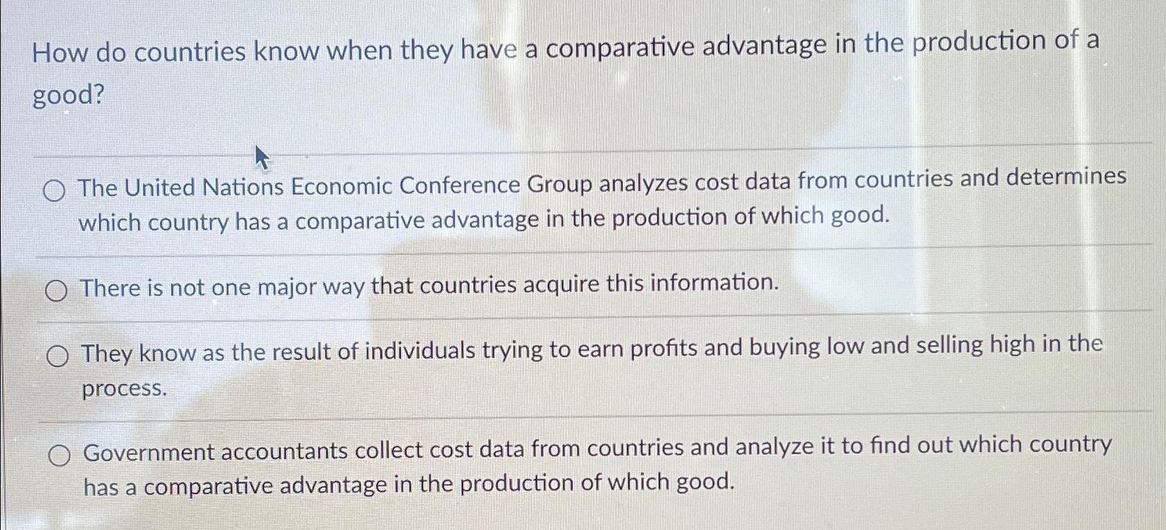 Solved How do countries know when they have a comparative | Chegg.com