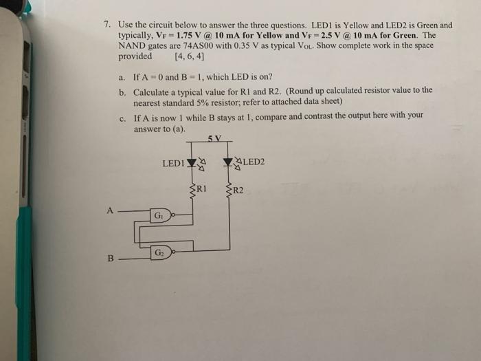 Solved 7. Use the circuit below to answer the three | Chegg.com