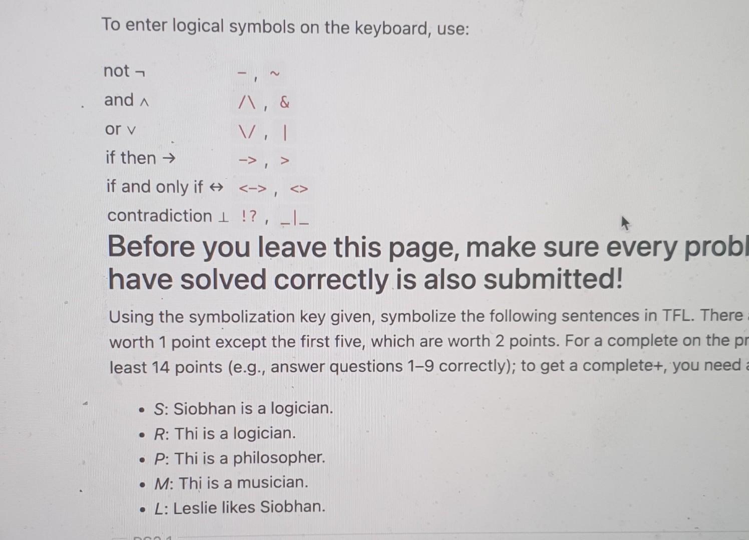 To Enter Logical Symbols On The Keyboard Use Not Chegg